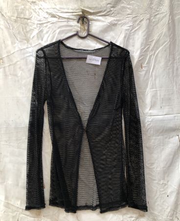 Schwarzes Mesh-Langarmoberteil