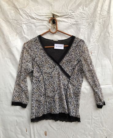Damen Leoprint V-Ausschnitt Bluse