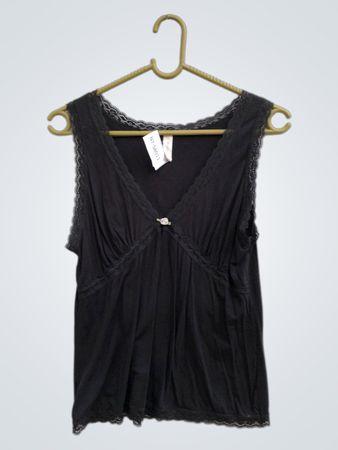 misshelen Schwarzes Spitzenbesatz Tanktop