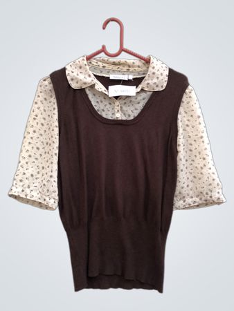 Yessica Brown ärmelloses Top mit Blumenmuster-Shirt