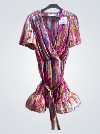 RETRO&ICONE Damen Wickelkleid mit abstraktem Druck