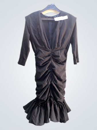 DENNY ROSE Schwarzes gerafftes Midikleid