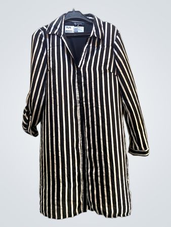 Lily Morgan Schwarz-Weiße Gestreifte Hemdkleid