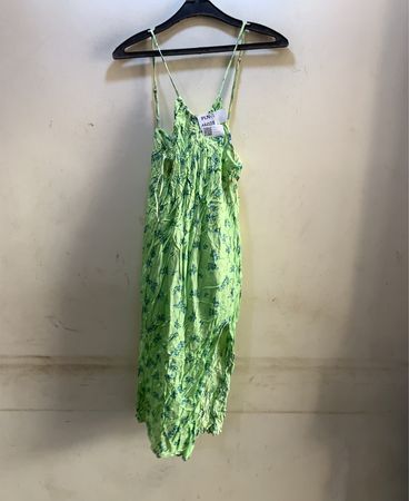 FaithVintage Grün Floral Print Slip Dress