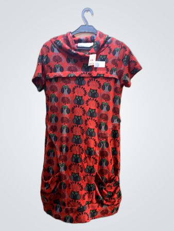 PURPLISH LONDON Rotes Eulenmuster Kleid