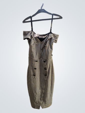 RINASCIMENTO Houndstooth Off-the-Shoulder Dress