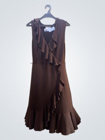 Wallis Brown Ruffle Wrap Dress