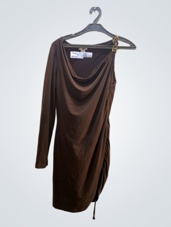 Cache One-Sleeve Ruched Dress