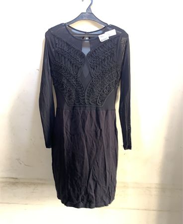 Schwarz Netz Detail Kleid