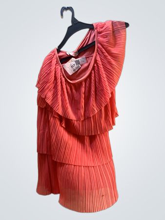 Sophie Coral Tiered Ruffle One Shoulder Dress
