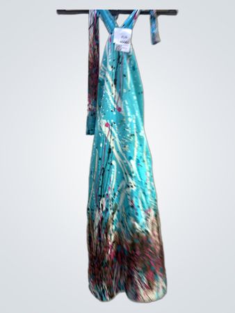 FaithVintage Blau Abstrakter Druck Halterkleid