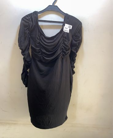 FaithVintage Schwarzes Rüschennetz-Ärmelkleid