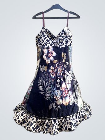 FaithVintage Kleid mit floralem Druck und Tierdruckakzenten