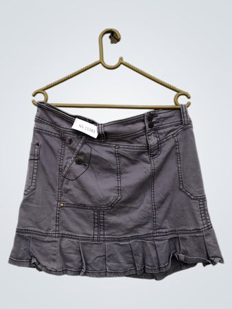 dby d.e.m.o. grey denim mini skirt with pleats