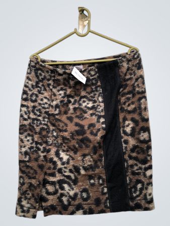 Leopardenmusterrock mit schwarzem Paneel