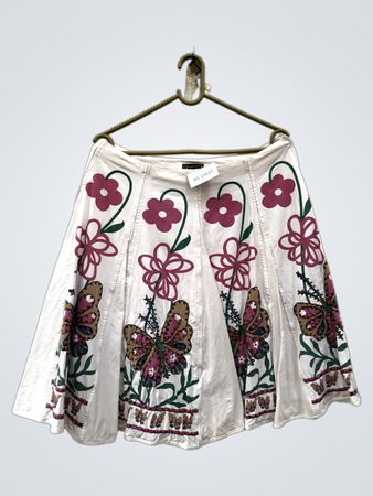 TANTRA Damen Weißer Floral Schmetterlingsdruck A-Linien Midi-Rock Größe M