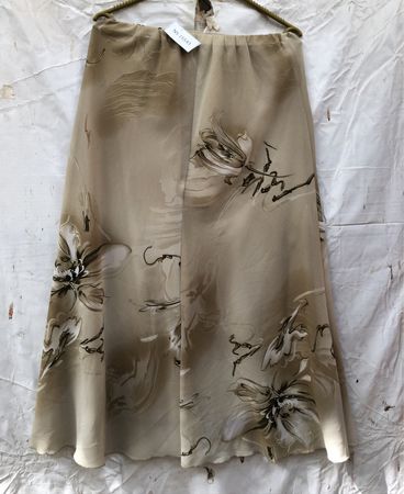 Beige Blumendruck-Maxi-Rock