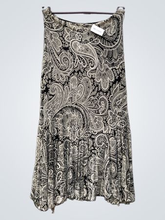 Schwarz-weißes Paisley-Muster Maxi-Rock