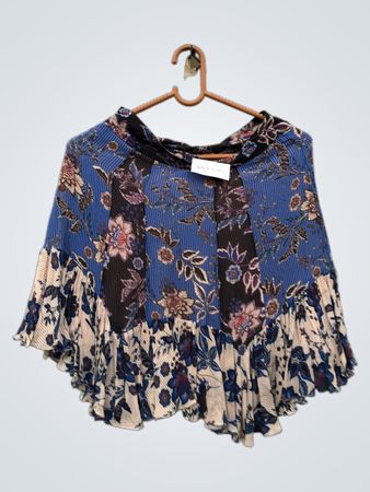 Blauer floral gemusterter Plisseerock