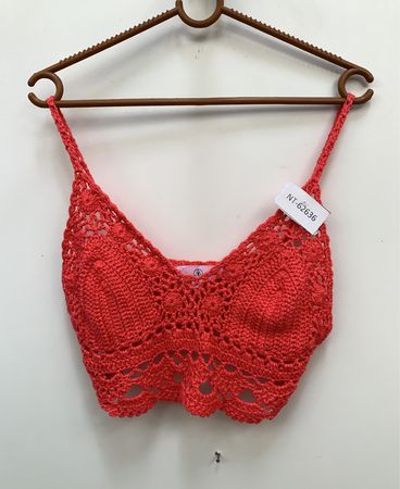 Petit Bateau Roter Häkel-Crop-Top