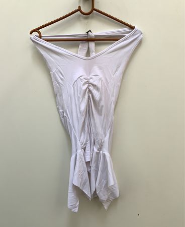 White Ruched Halter Top