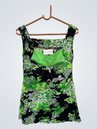 Thailändisches Fashion Ärmelloses grünes Blumenkleid