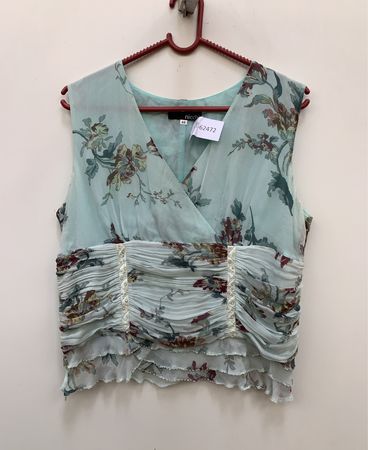 Nicchi Floral Print Ärmelloses Rüschentop