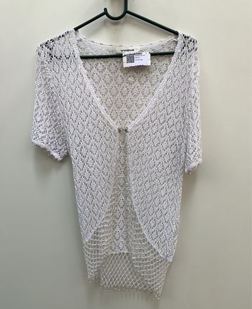 Vogue Weiß gehäkelter Cardigan