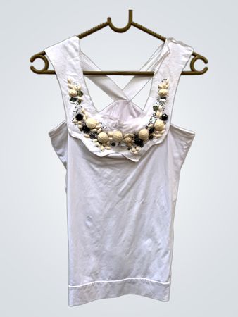 Masfer.SU Weißes Perlen-Tanktop