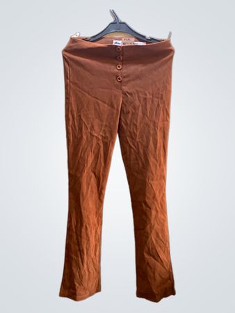 Mim Brown Button Front Flare-Hose