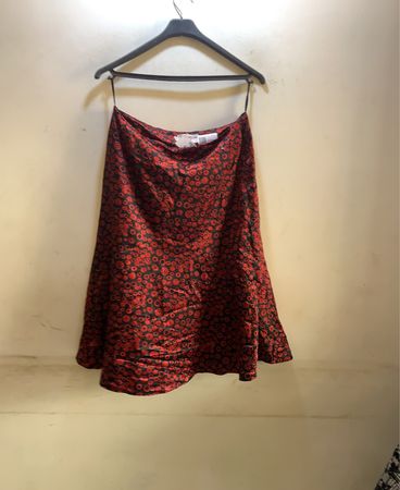Dan Tom Fashion Roter und Schwarzer Kreisdruck Midi Rock