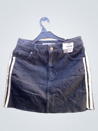 FaithVintage schwarzer Denim-Rock mit weißen Streifen-Details