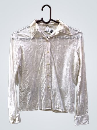 Jean Cacharel Paris Weiß Besticktes Hemd mit Knöpfen