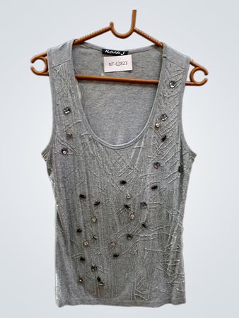 Mathilda.J NT-62823 Graues Perlen Tanktop