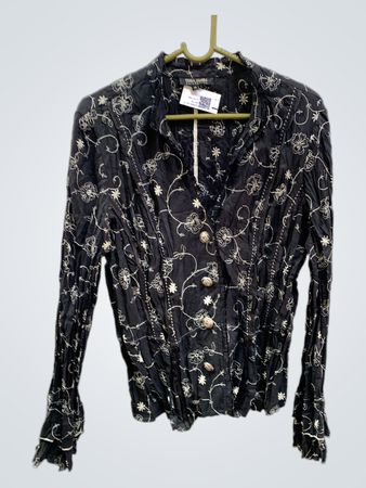TERRA NOSTRA COLLECTION Schwarze bestickte Bluse Größe 14