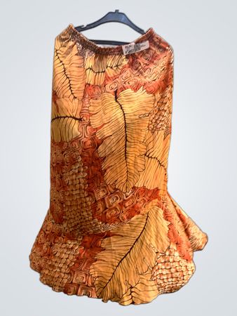FaithVintage Orange Leaf Print Maxi Rock
