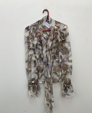 Paccio Floral Print Sheer Blouse