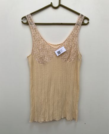 Gelbes Spitzenbesatz Tanktop