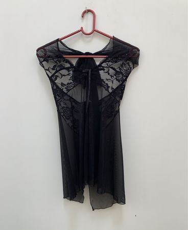 PAION Schwarzes Spitzen-Babydoll-Unterwäsche