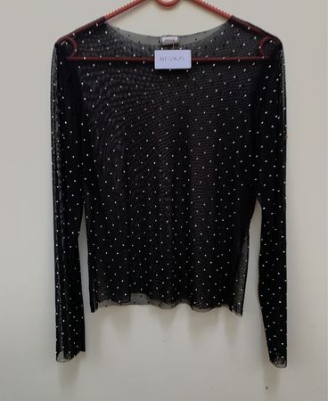 Pimkie Langarm-Mesh-Top mit Strasssteinen