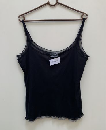 Schwarzes Top mit transparenter Borte
