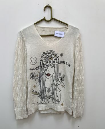 CHOCOLATE Damen Graphic Print V-Ausschnitt Pullover