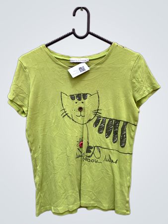 Cache Cache Women's Green Cat Graphic T-Shirt