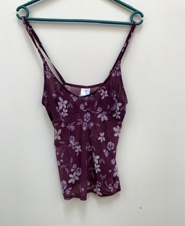 Lila Blumenmuster Spaghetti-Top