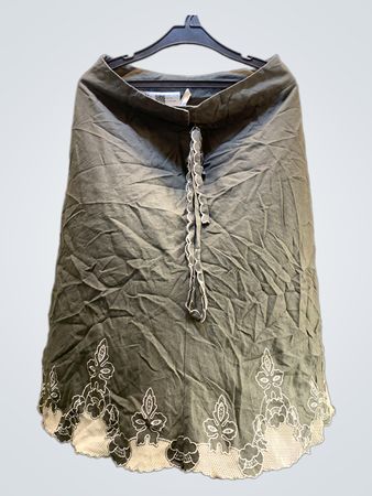 FaithVintage Olivgrüner Bestickter Midirock