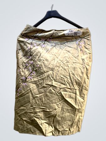 Faith Vintage Damen Beiger Floral Bestickter Bleistiftrock