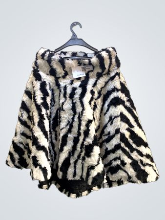 FaithVintage Zebra-Print Kunstpelz-Poncho