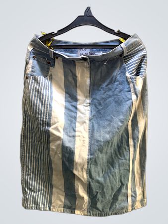 Denim gestreifter Midi-Rock