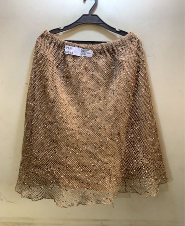 Beige Pailletten-Netzrock