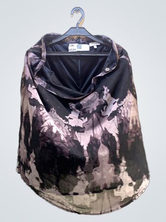 Crizpy by Zhenzi Schwarzes und Lila Batikmuster Button-Up Hemd